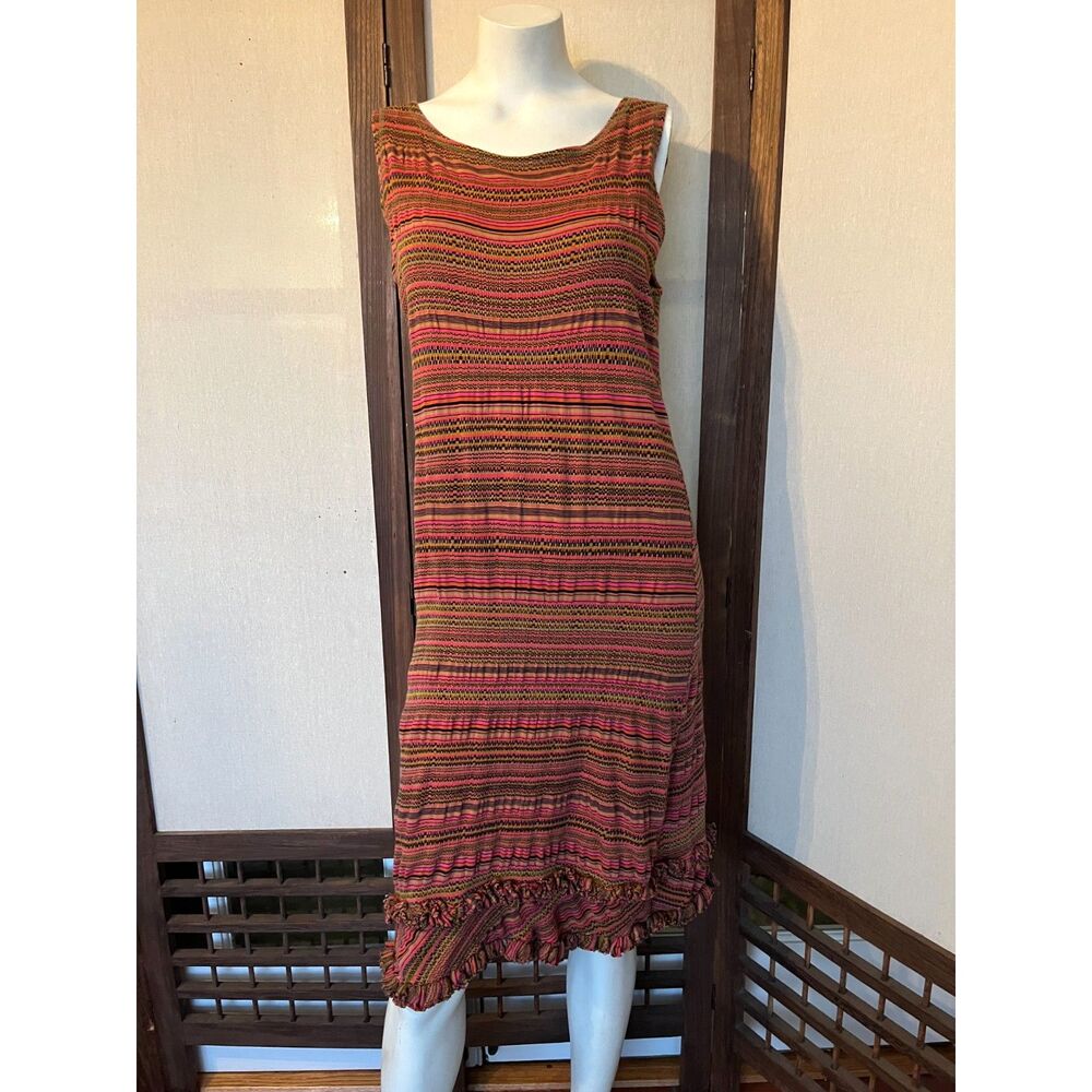 Antoine & Lili French Boho Knit Dress • Ruffle Hem • Y2K Festival Midi